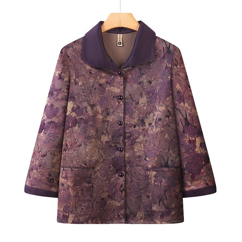 

New Women s Clothing: Stylish Cardigans & Long-Sleeved Tops for Middle-aged & Elderly Ladies, Perfect for Spring & Autumn 5XL [145-160 jin] фіолетовий