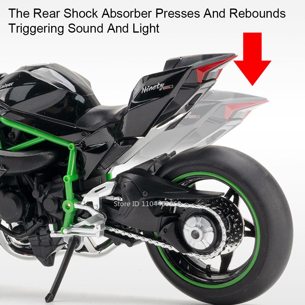 1:12 Kawasaki H2R Ninja ZX-6R Motorcycle Model Toy Car Metal Body Wheel Steering Shock Absorption Motorbike Vehicles Child Gifts