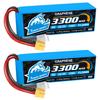 Yowoo 2-Pack 6S Lipo Battery, 22.2V 150C 3300mAh Graphene Lithium Battery with XT60/Deans T Plug Connector for Aircraft, Helicopter, RC Model Vehicles
