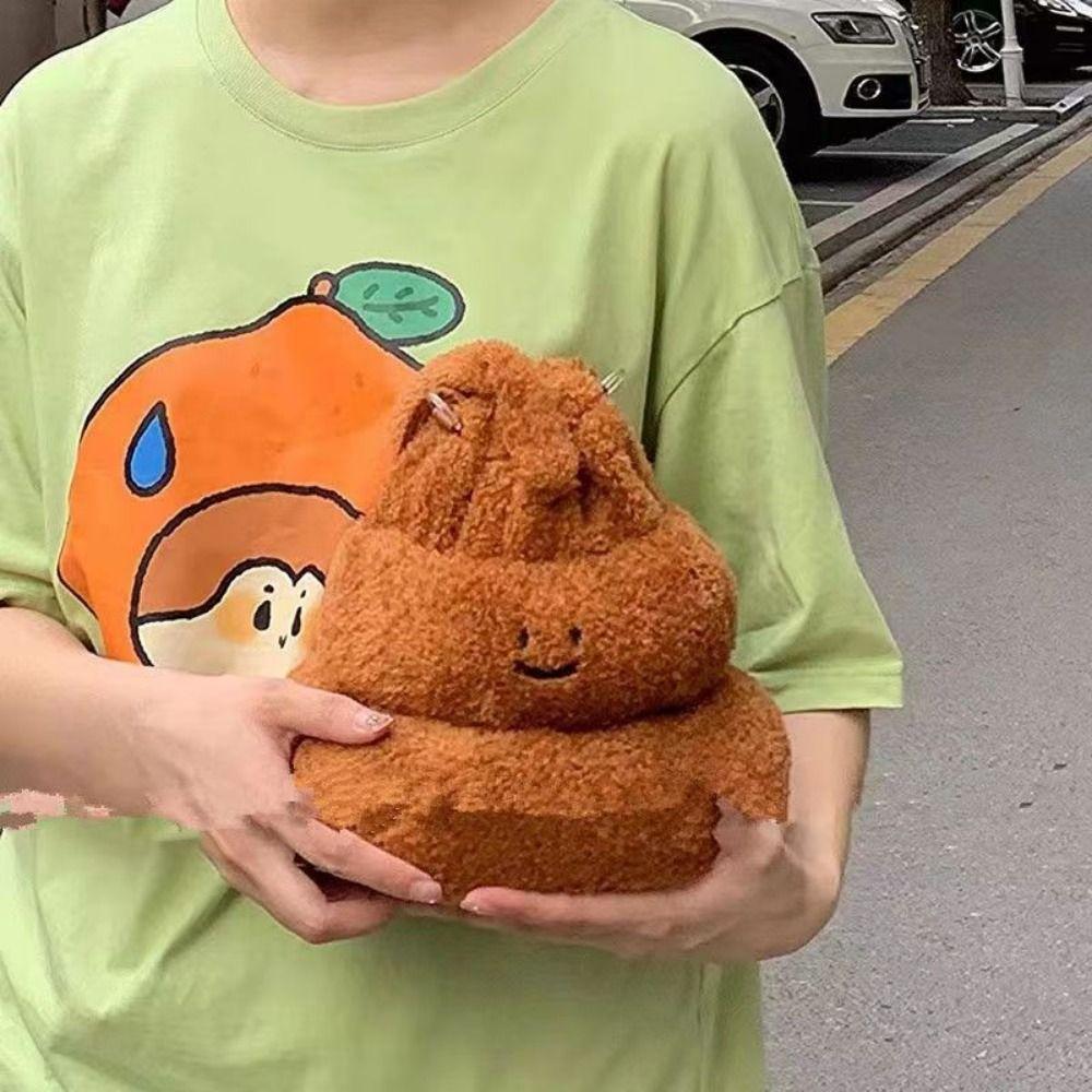 Soft Funny Plush Shoulder Bag Drawstring Women's Crossbody Bag Cartoon  Poop Shape Handbag  Gift