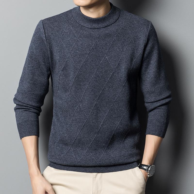 Autumn and Winter New Anti-pilling Sweater Semi-turtleneck Long-sleeved Top Casual Bottoming Shirt Thickened Knitted Sweater Men