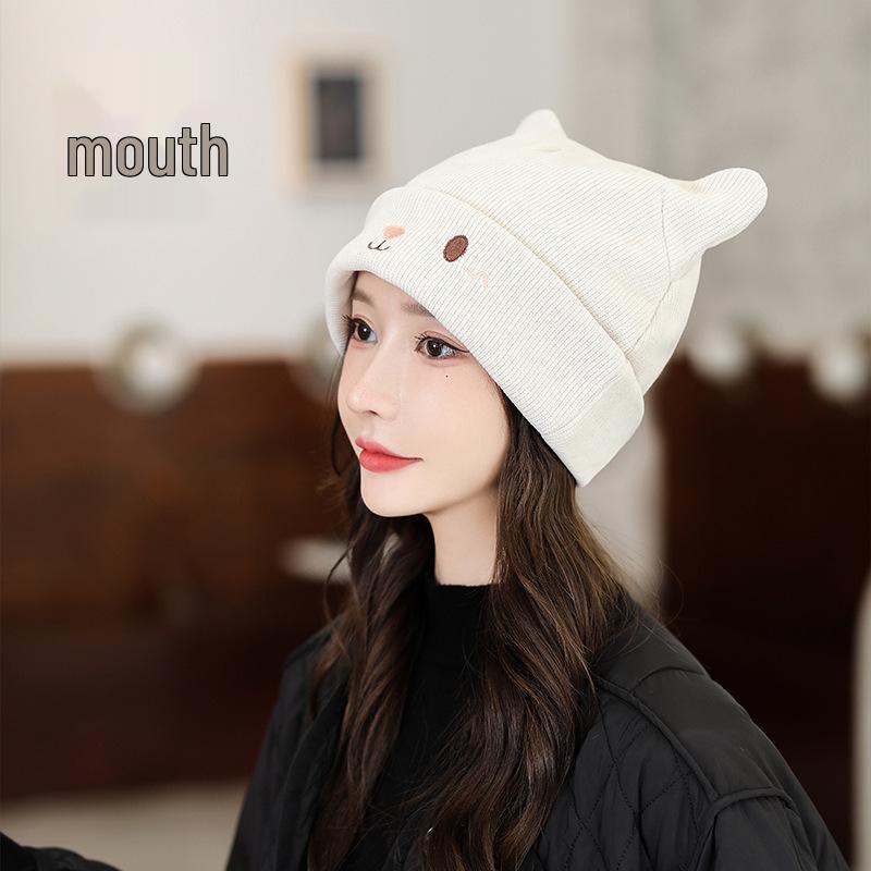 Atmungsaktive Damenstrickmütze aus Wolle für Herbst & Winter: Große Größe, Kleines Gesicht-Effekt, Wochenbett- und Schwangerschaftshut.