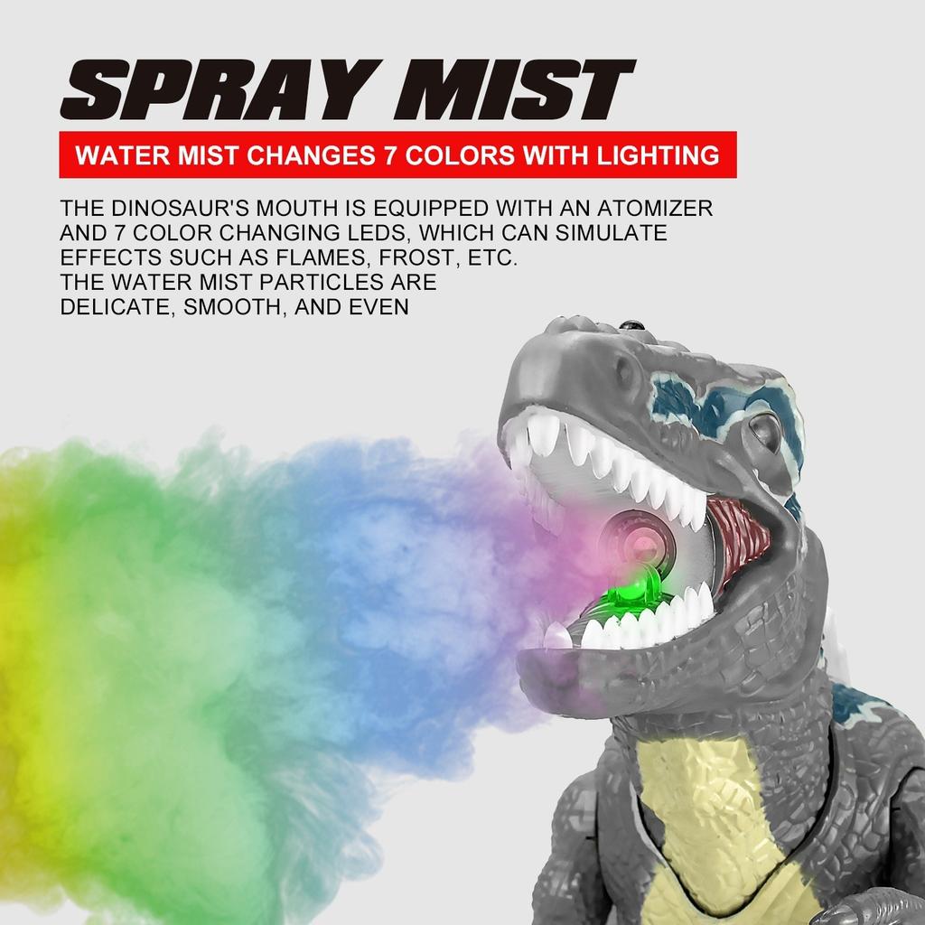 Remote Control Dinosaur Spray Velociraptor Simulation Electric Toy Model Light Sound Walking Function