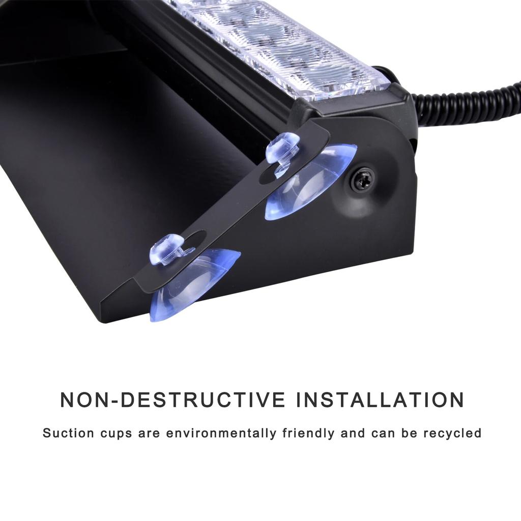 Car LED Strobe Light Police Lights Signal Lamps Red/Blue Flash Dash Emergency Flashing Windshield Warning Light 12V 8 LED