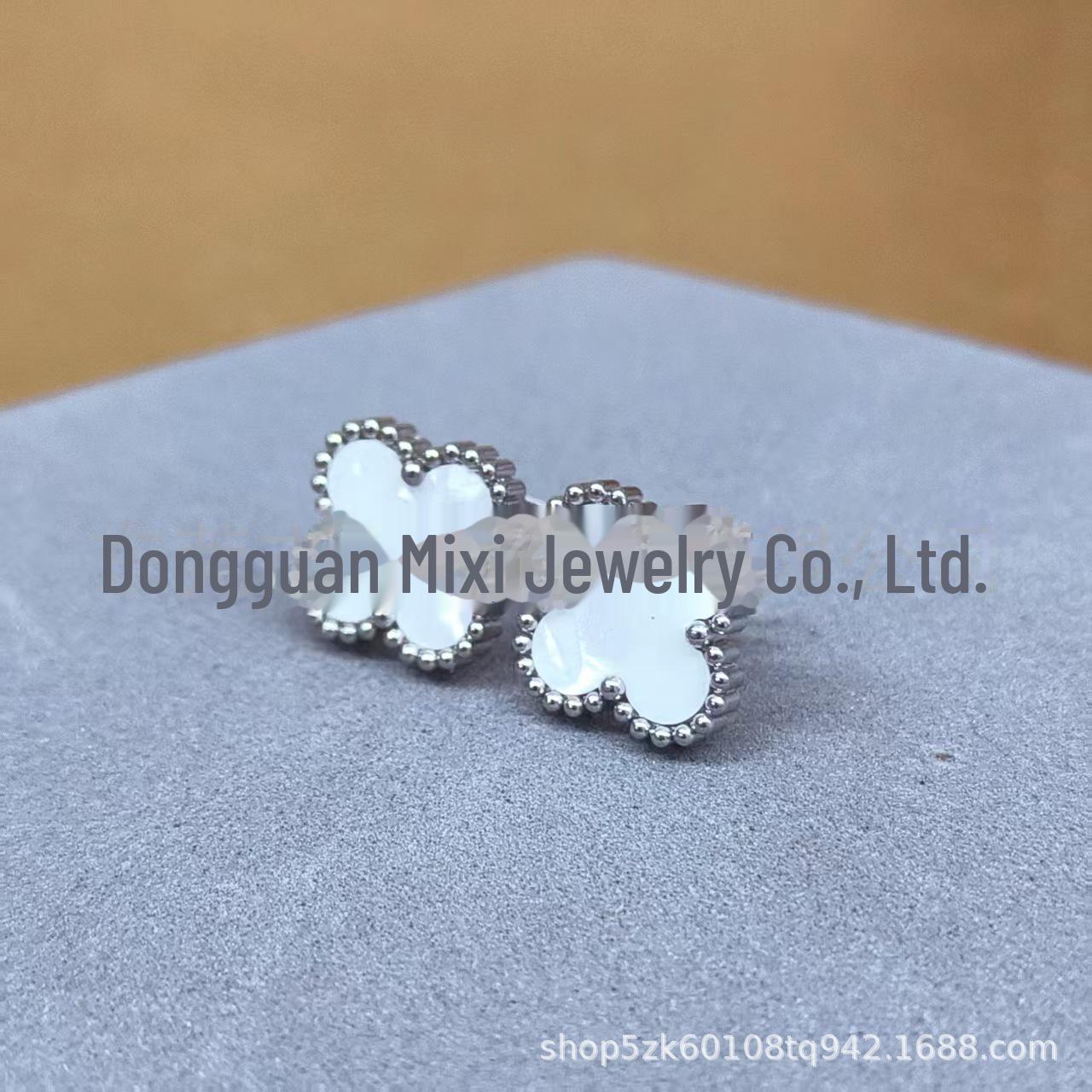 Модные серьги-четырехлистный клевер из титановой стали унисекс steel color