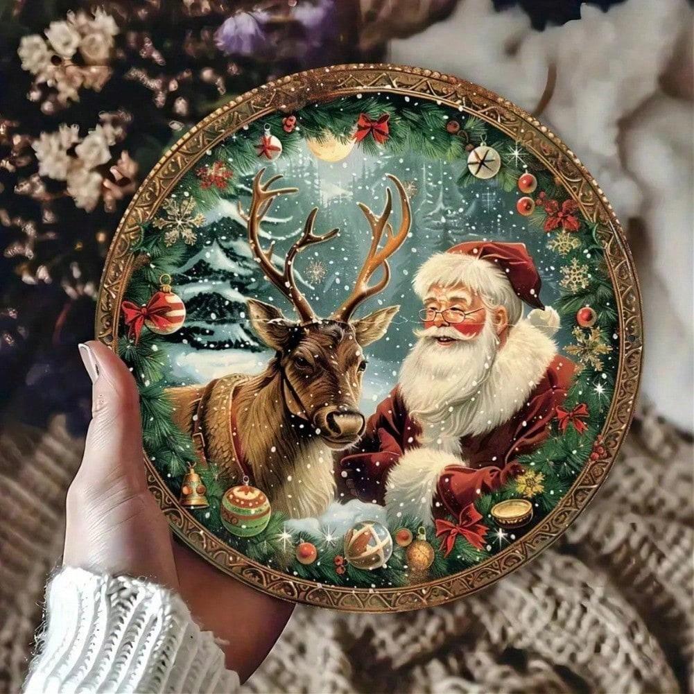 

Vintage Santa Claus Aluminum Metal Sign, Xmas Wall Art Home Decor Indoor Outdoor Tin Foil Carving, 20x20 cm 20x20 різнокольоровий
