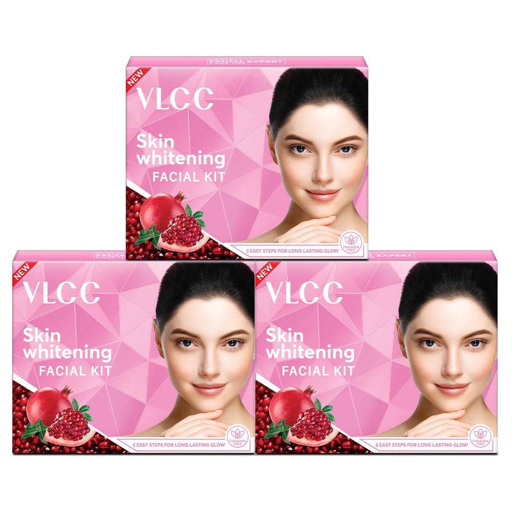 VLCC Skin Whitening Facial Kit 75g Pack of 3 for Brightening, Exfoliating and Even Complexion