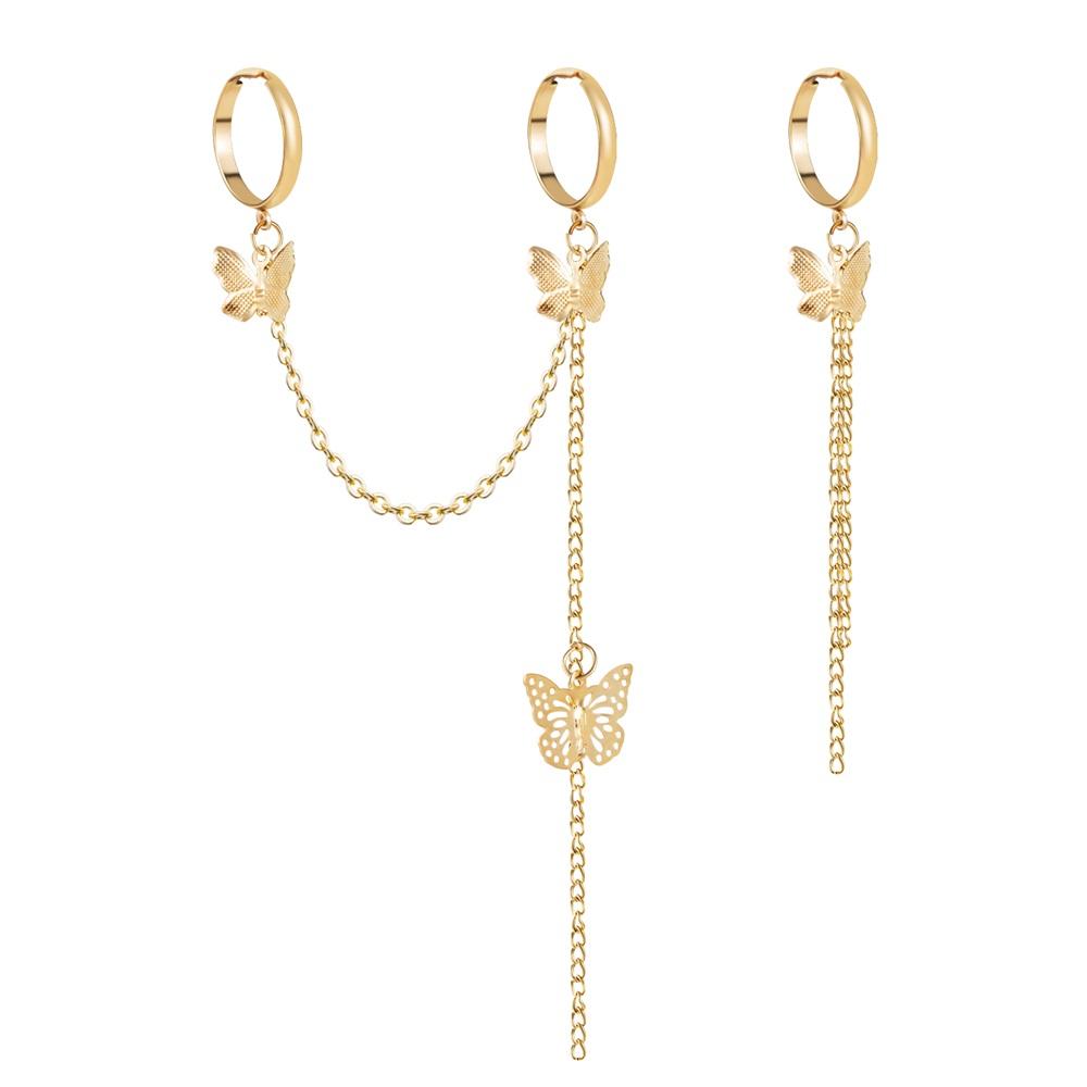 Punk Simple Metal Butterfly Ring Women Opening Adjustable Trend Chain Ring Jewelry Accessories