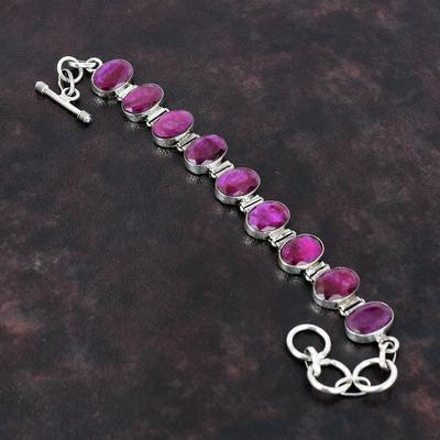 Faceted Kashmir Ruby Bracelet Original Gemstone Jewelry 925 Sterling Silver Bracelet Adjustable Chain Bracelet Gift For Mom Handmade Jewelry