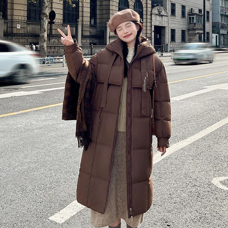 New long over-knee cotton-padded clothes, Maillard-colored bread clothes, loose large-size cotton-padded jackets, down cotton-padded clothes for women