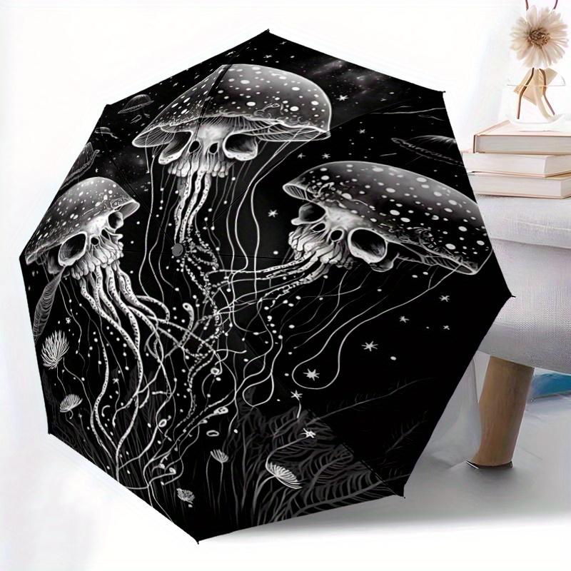 1pc Jellyfish Skulls Automatic Opening and Closing Folding - A Good Choice for Gifts, Fashionable and Convenient Cartoon Umbrella With Cute Cartoon Ch