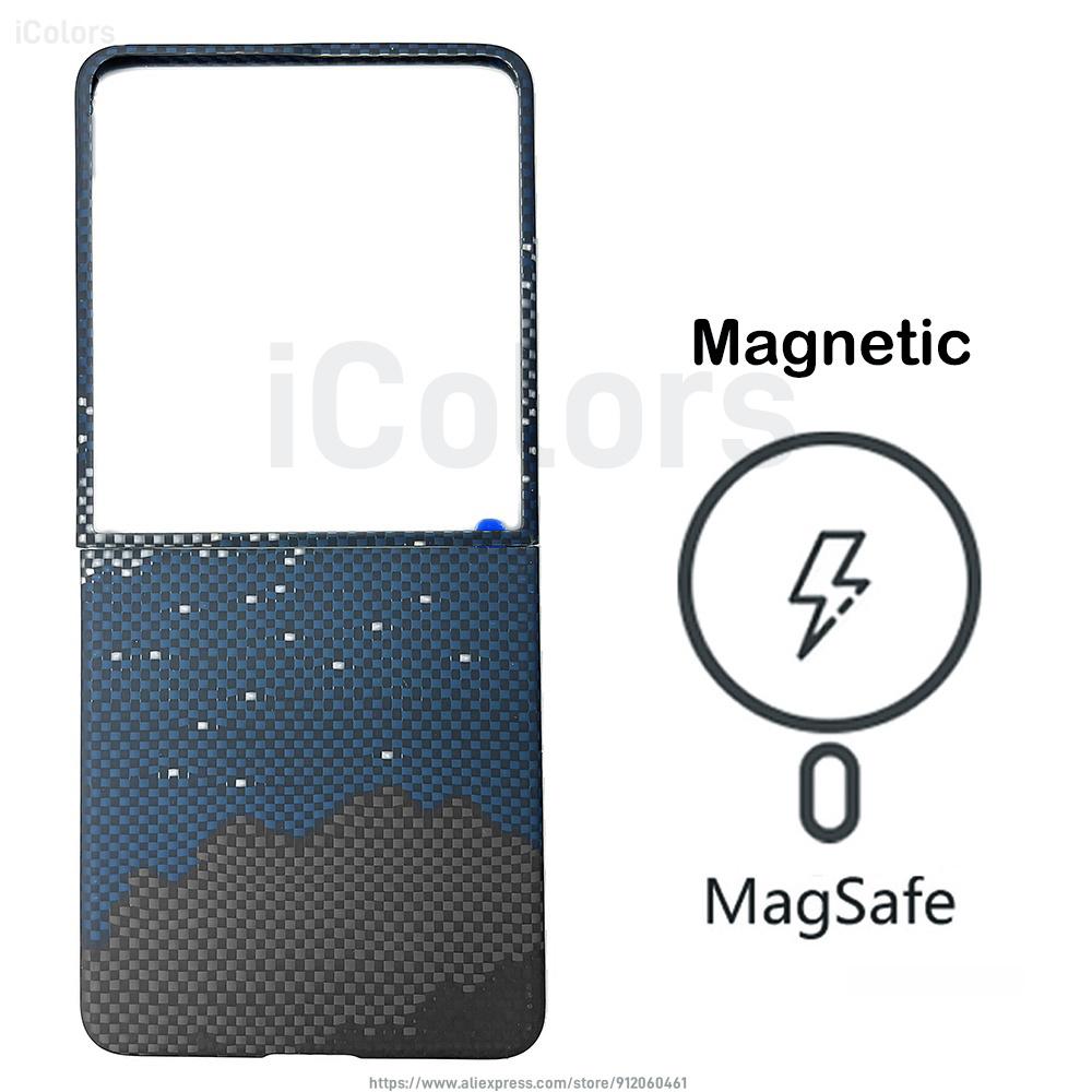 Z Flip 7 Aramid Case for Samsung Galaxy Z Flip 7 Magnetic MagSafe Case Aramid Carbon Fiber Cover Qi2 Ultra Thin Armor Cover