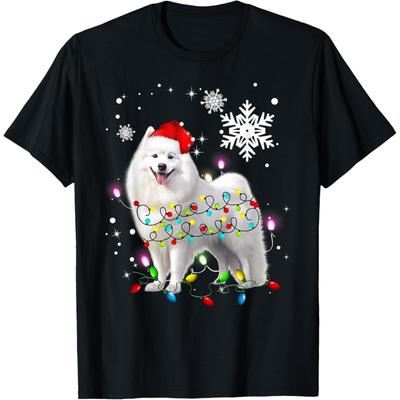 Samoyed Christmas Tree Light Pajama Samoyed Lover Xmas T-Shirt