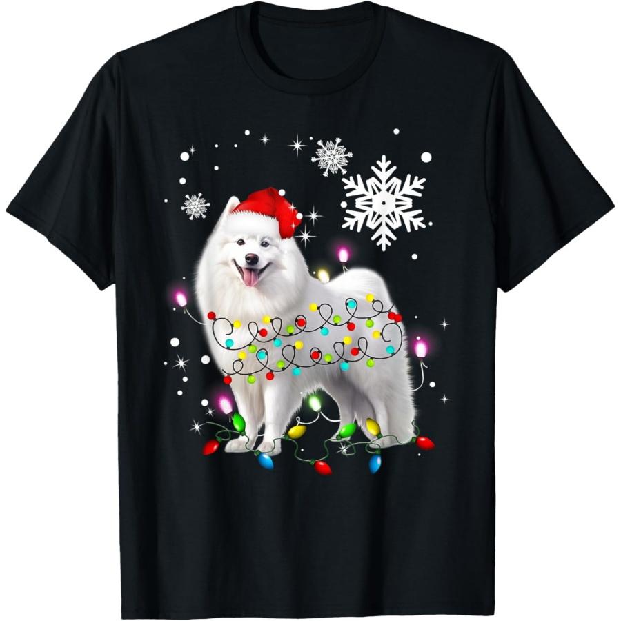 Самоед Рождественская Елка Свет Пижама Любитель Самоеда Рождественская Футболка S