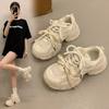 Popular versatile thick-soled dad shoes for women and small people increase in height 2025 new summer breathable mesh casual sports shoes