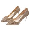 Crystal wedding shoes women's 2025 new show Hezhu wedding dress bridal shoes are not tired, champagne wedding stiletto high heels