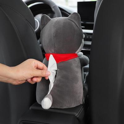 2 v 1 Roztomilý kreslený auto box na kapesníky Králík Krátký plyšový držák na kapesníky do auta Loketní opěrka do auta Koš na odpadky do auta Autodoplňky C0m1