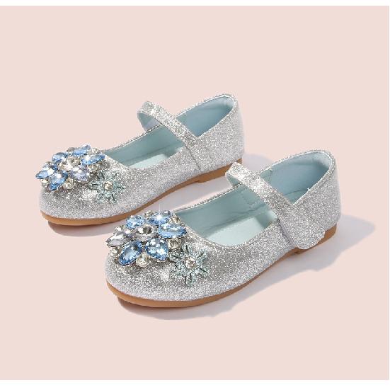 Aisha Dívčí princeznovské boty Jaro a podzim Nové modré křišťálové boty Dívčí kožené boty Dívčí jednobotky Dětské baleríny