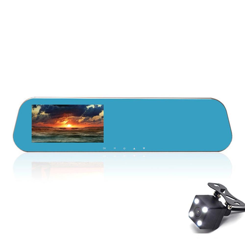 4.5 Inch Car DVR Mirror Rearview Camera Recorder 720/1080P HD Dash Cam Front and Rear Dual Lens Loop Recording Car Driving Recorder