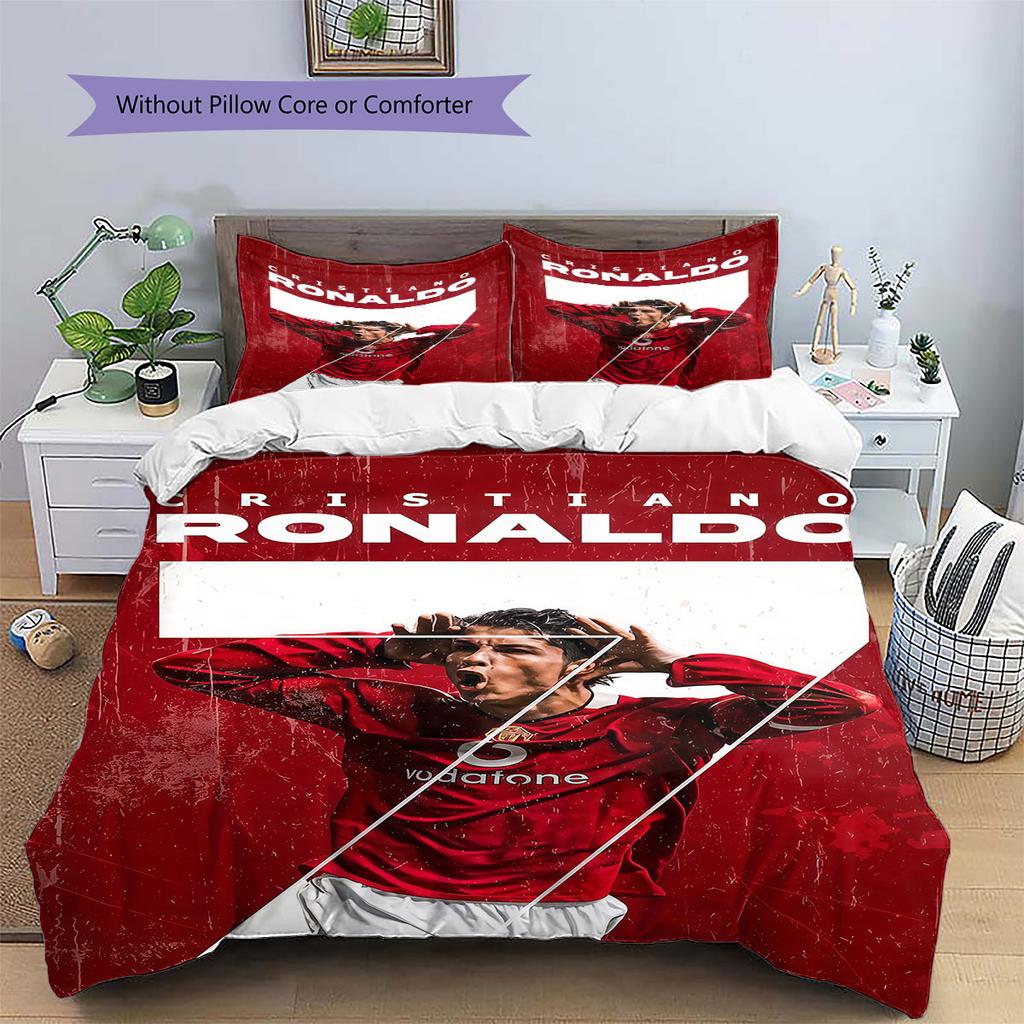 Biancheria da letto con motivo CR7 Cristiano Ronaldo, Set copripiumino Federa Regalo di Compleanno per la Casa(1 * copripiumino + 2 * federa, senza nucleo)