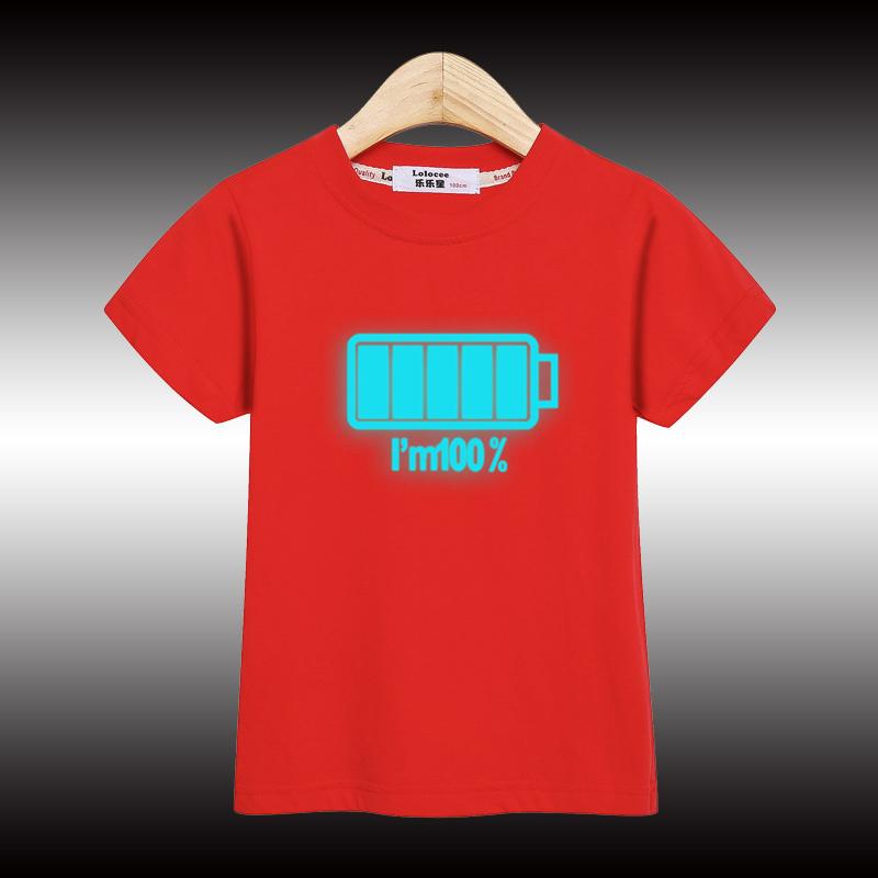 Boys' Summer T-shirt Nightglow Spider Design Top Children's Short Sleeved T-shirt