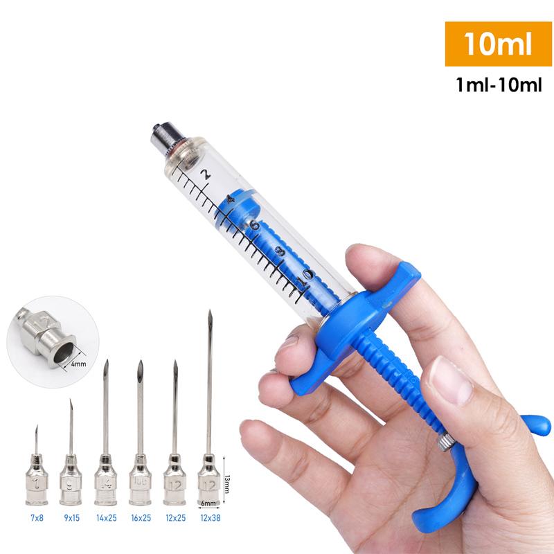 

10/20/30/50Ml Veterinary Tool Vaccine Syringe with 10 Needles for Farm Livestock Pig Cattle Sheep Chicken Pinhead Injection Tool NO.7x8mm