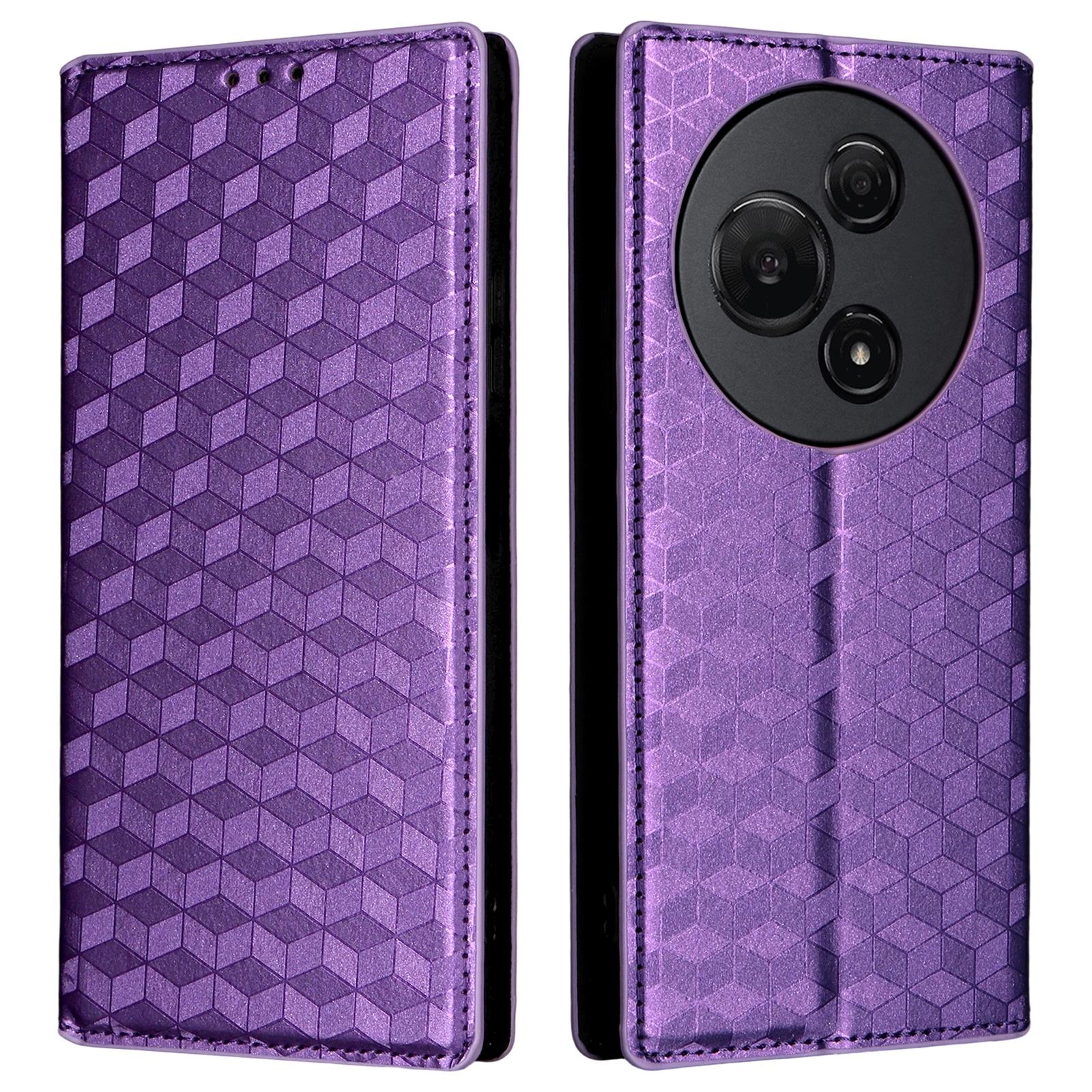 

For TCL 60 NxtPaper 4G Case Wallet Rhombus Imprinted Leather Phone Cover Purple