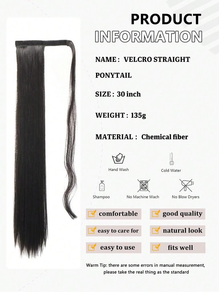 Synthetic Ponytail Hair Extension Clip In Fake Wig Hairpiece Blonde Wrap Around Pigtail Long Smooth Overhead Pony Tail