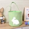 Embroidery Easter Rabbit Basket Cloth Plaid Storage Bag Decorative Tote Style Easter Egg Hunt Basket Household Use