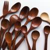 Camphor Wood Japanese Spoon Set: Long Handle, Solid Wood for Soup, Rice, Tea, and Seasoning.