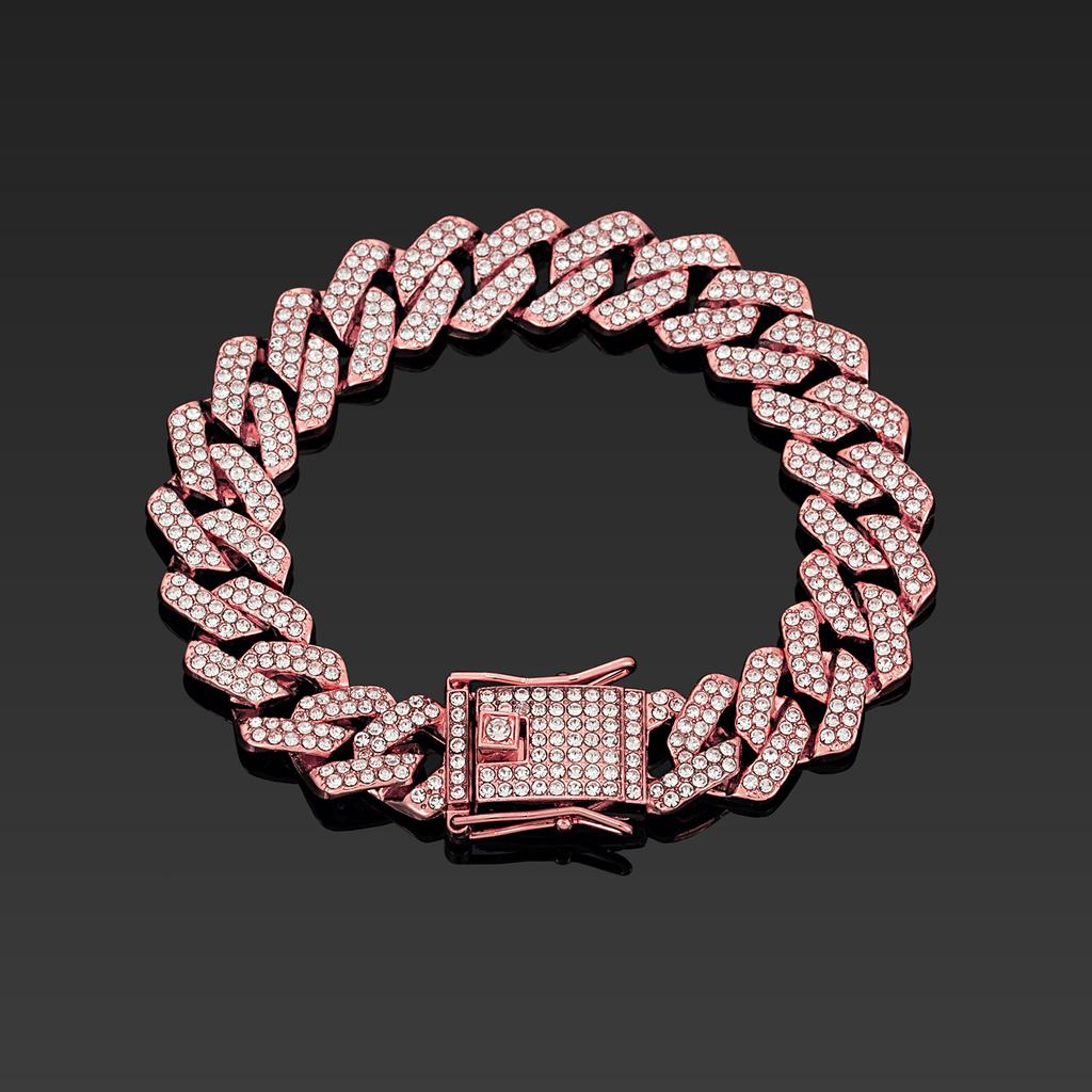 14mm Full Zirconium Cuban Chain Men's Hip Hop Cuban Necklace Bracelet Jewelry
