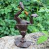 European Retro Cast Iron Yoga Frog Ornament for Home Display