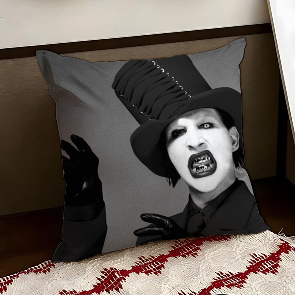 MMarilyn MManson Cushion Cover Reversible Soft Durable Pillow Cover Home  Car MultiScene Use for Daily Comfort