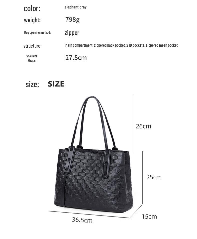 2026 Women's Genuine Leather Tote Bag - Trendy, Large Capacity, Handheld & Shoulder, Fashionable Commute Accessory
