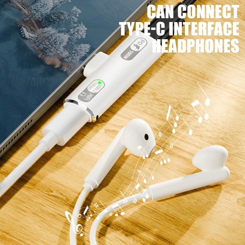 Rozbočovač typu C USB C Audio a PD100w Nabíjecí adaptér USB C Adaptér pro hudbu a napájení 10Gbps Přenos dat