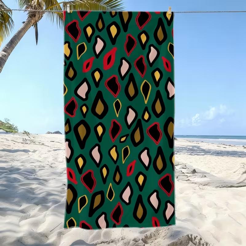 Modern Boho Colorful Print Beach Towel Abstract Paint Splash Geometric Towel Soft Absorbent Quick Dry Towel