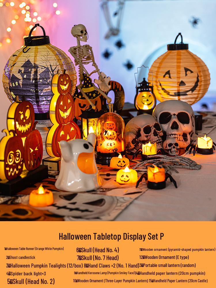 Halloween Glow-in-the-Dark Pumpkin Lantern Set for Party Decorations