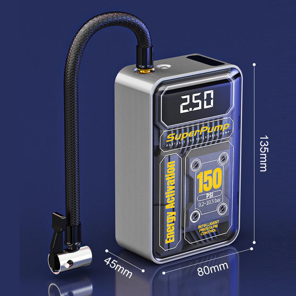 3in1 Auto-Luftpumpe, tragbarer elektrischer Auto-Reifenfüller, Digitalanzeige mit LED-Lichtbeleuchtung