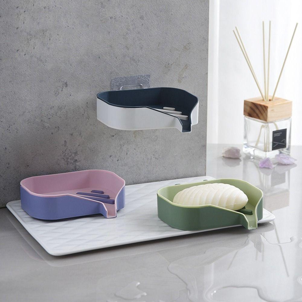 Punch-Free Double Layer Soap Holder Plastic Draining Soap Storage Rack Creative Soap Box  Kitchen