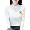 2025 Double-sided Fleece Semi-High Collar Plus Velvet Slimming Long-Sleeve T-shirt