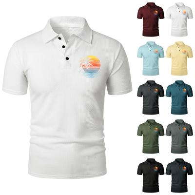 Men's Summer Polo Shirt Short Sleeve Casual Ice Silk Fabric Printed Design Lightweight Breathable Comfortable Fit