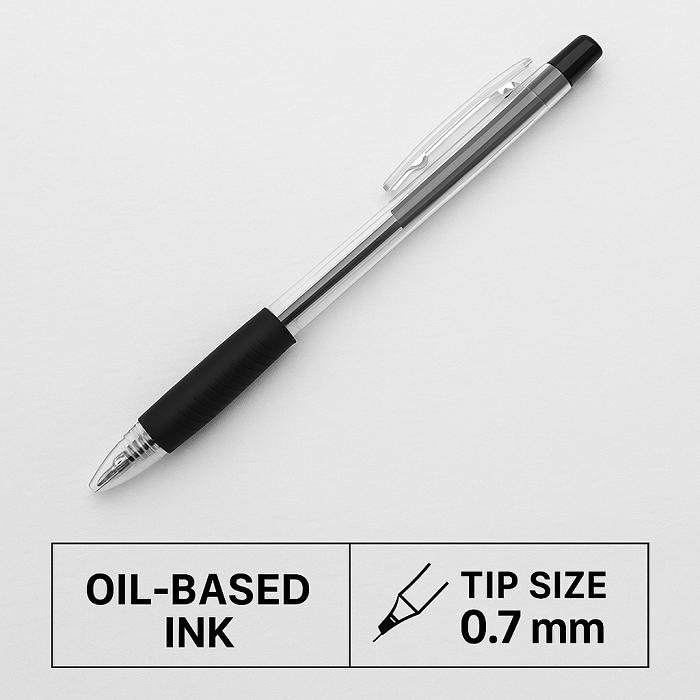 Daiso Clip Black Ballpoint Pen (0.7mm, 8-Pack)