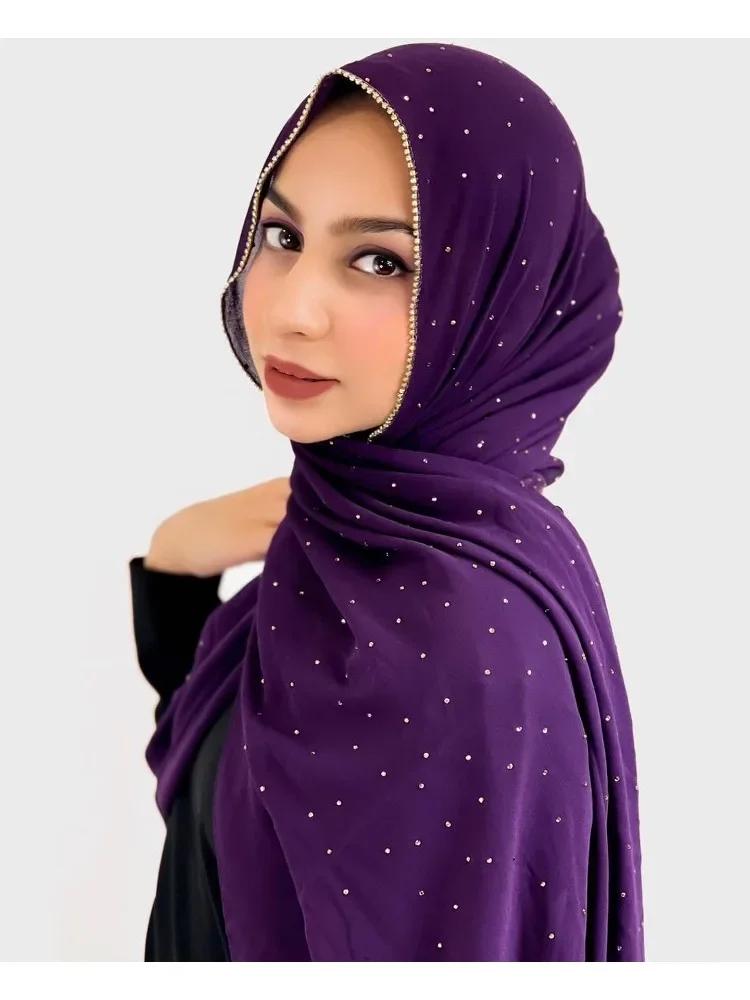 Diamond Chain Chiffon Hijab Scarf Veil Long Shawl Head Scarf Headwraps Hoofddoek Islamic Turban Shawl For Women Muslim Hijabs
