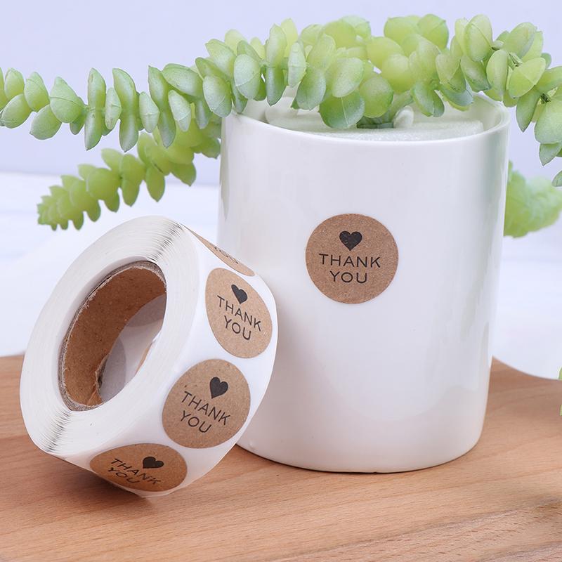500 Etiketten/Rolle Rundes Naturkraftpapier Danke Aufkleber Siegel Etiketten Aufkleber