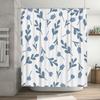 Rideau de Douche Floral Bleu Tissu Blanc Impression Serviette de Bain, Décoration d'Intérieur Rideaux de Douche Imperméables avec Anneaux Ensemble pour Salle de Bain D