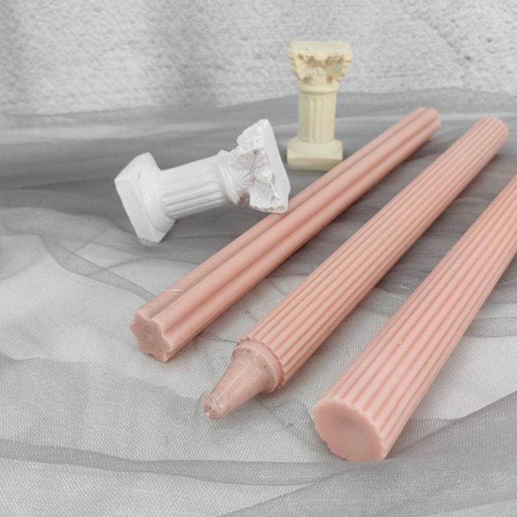 Long Pole Stripe Christmas Candle Mold Soap Making Large Cylinder Rib Church Party Handmade DIY Craft Clay Candle Making