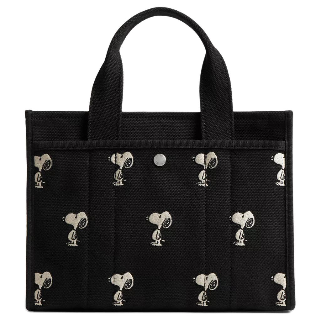 Coach X Peanuts Snoopy Collaboration Cargo 26 Tote Bag Women Tote Black CBF70-SVA47