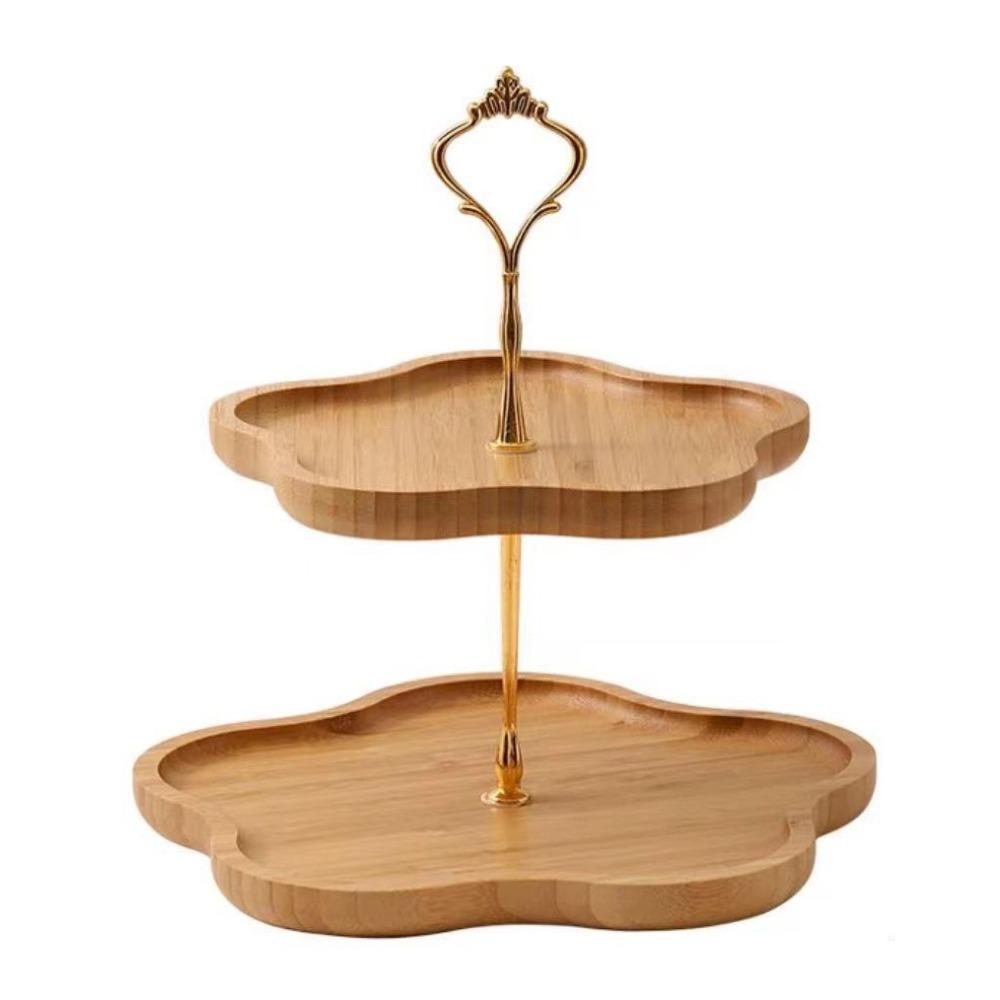 2/3Layer Snack Storage Plate Bamboo Dried Fruit Basket Simple Candy Dessert Tray Coffee Table