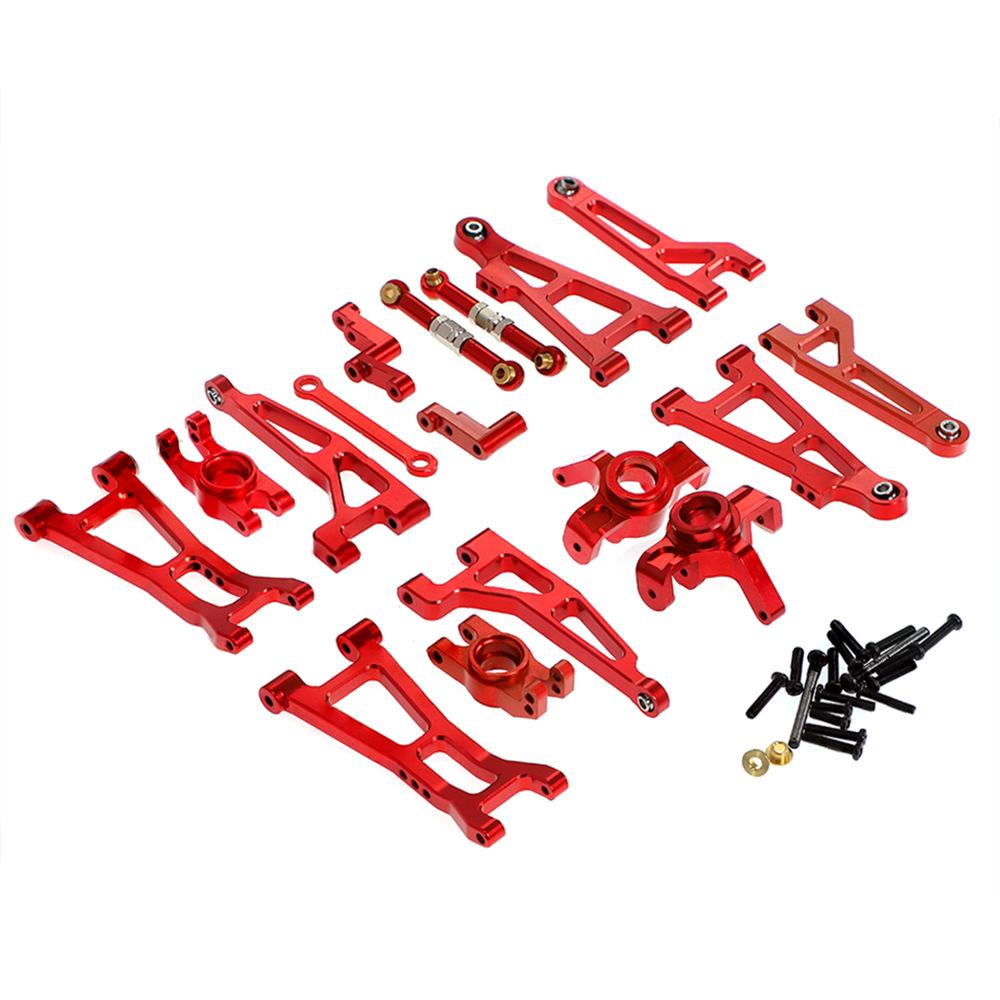 For MJX Hyper Go 1/16 16207 16208 16209 16210 H16 Metal Front Lower Arms Upgrade Swimg Arm Steering Linkage Block Kit Rear Hubs