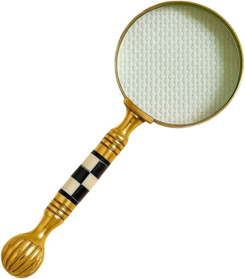 Beautiful Vintage Magnifying Glass Solid Brass Metal with Mother of Pearl Plated Handle | Book Reading, Map Design, Office & School Work